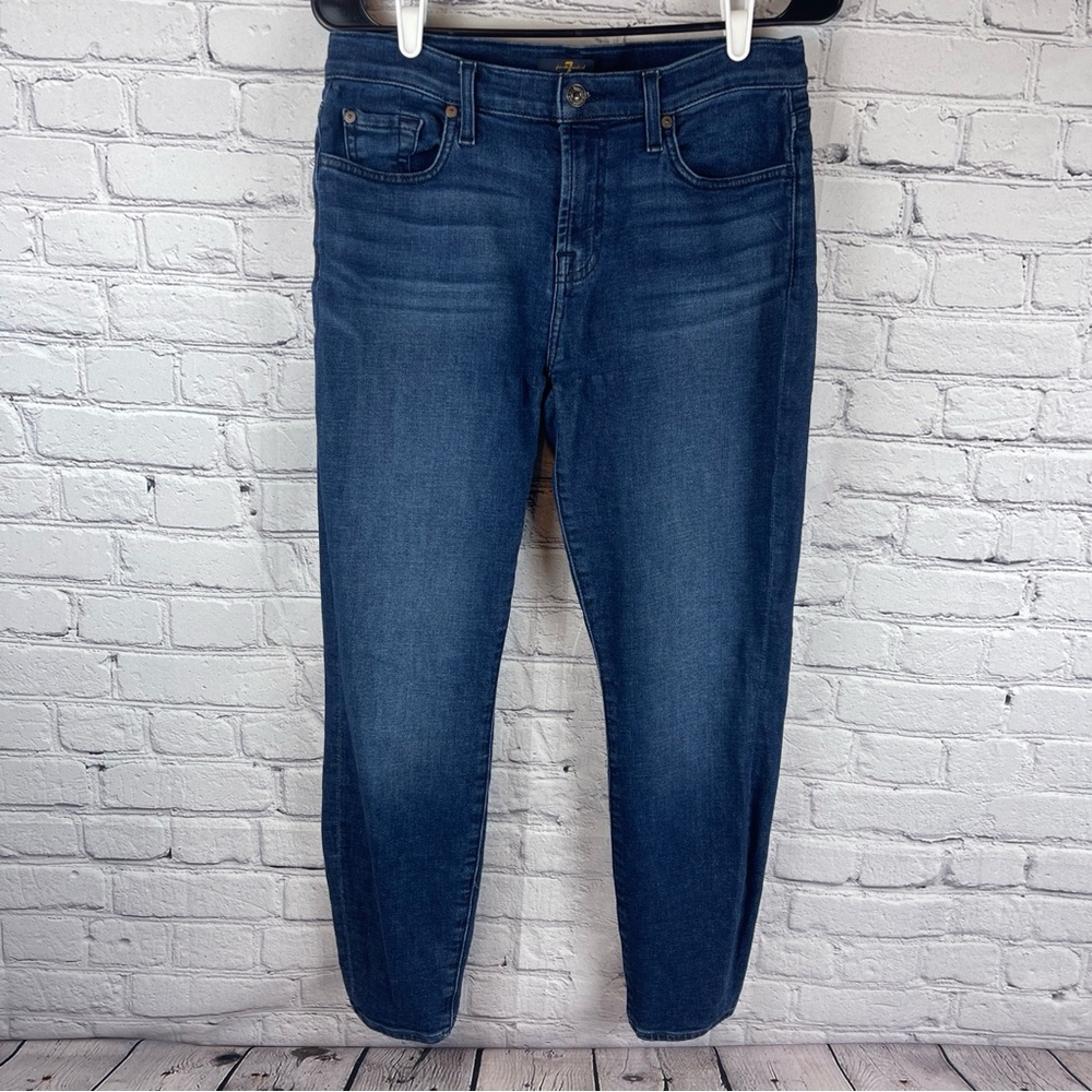7 For All Mankind Jeans Womens 30 Ankle Gwenevere High Rise Blue Denim‎ Stretch